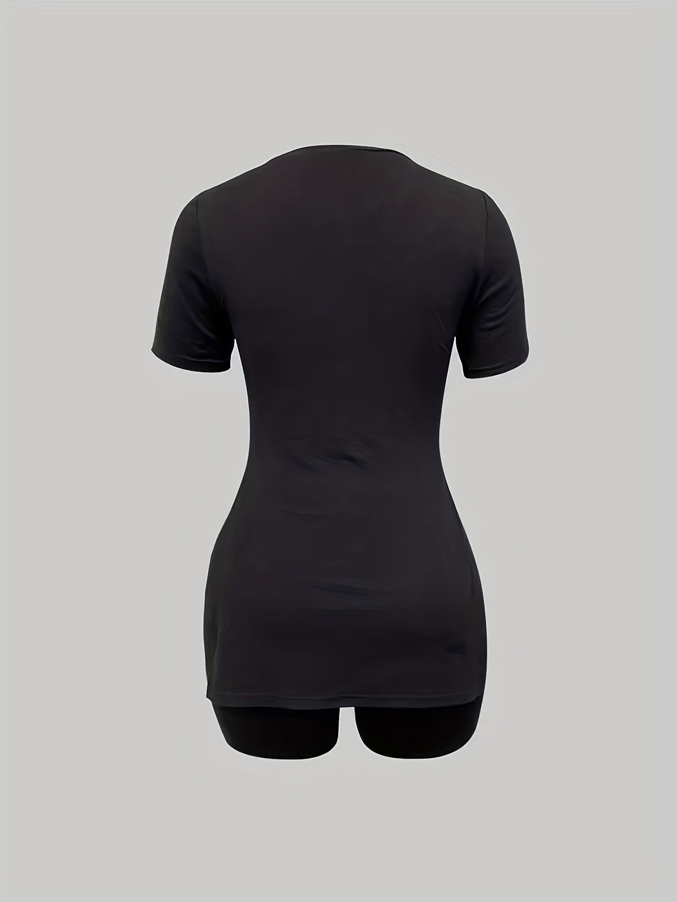 Queen Letter Print Short Sleeve Two Piece Set Casual T Shirt & Biker Shorts
