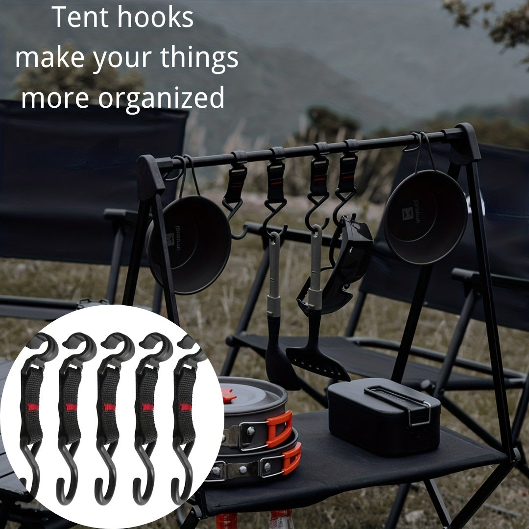 5 pcs Camping Rack Hook for Coats & Tents, High Load Capacity