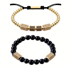 Brass CZ Tube Bead Bracelet Pendant Micro Inlaid Gasket DIY Jewelry