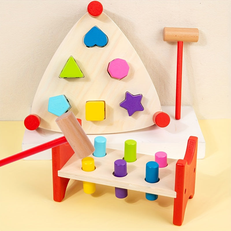 Wooden Shape Pounding Table for Children - Cognitive Development Toy