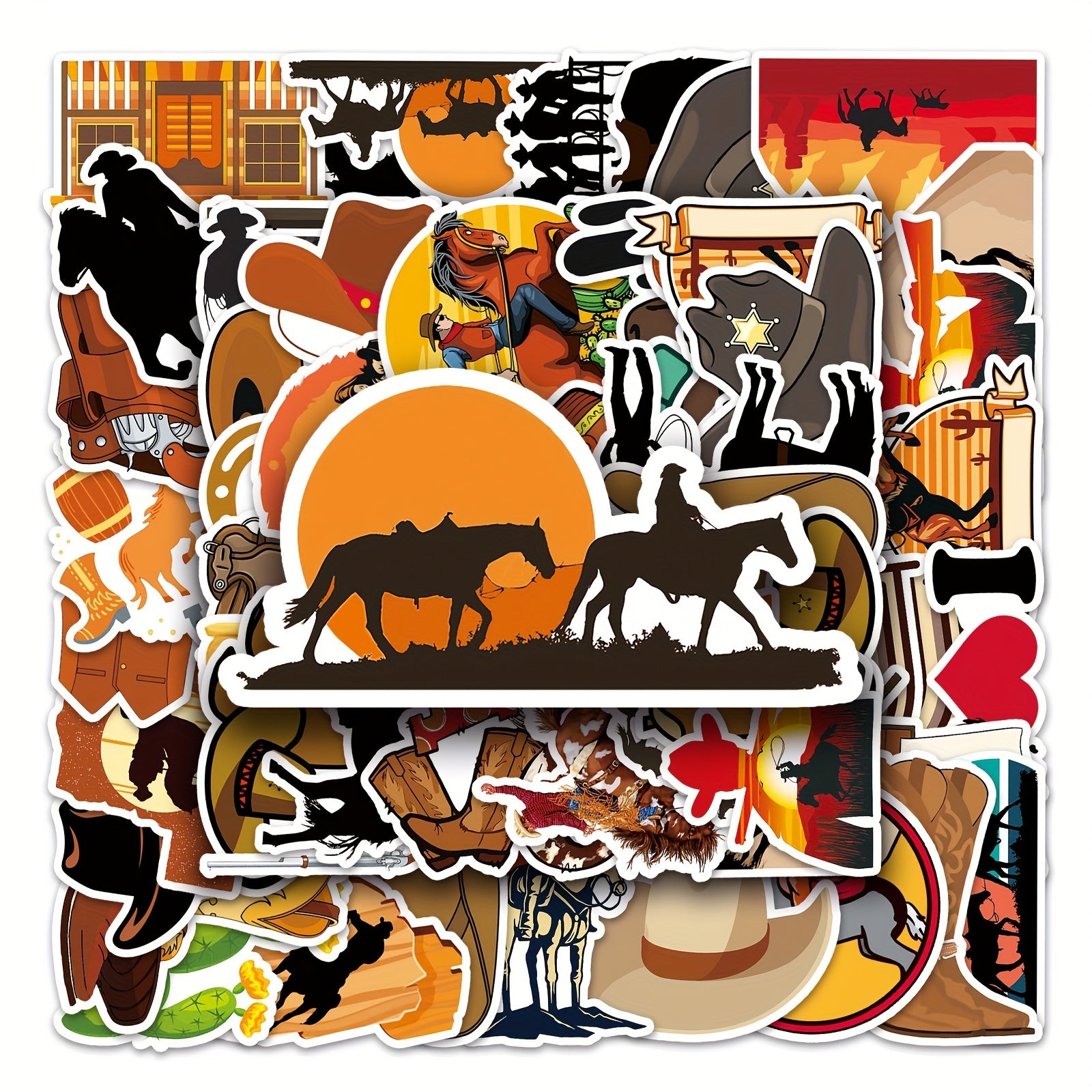 50pcs Western Cowboy Series Doodle Stickers for Phone Laptop Helmet Skateboard