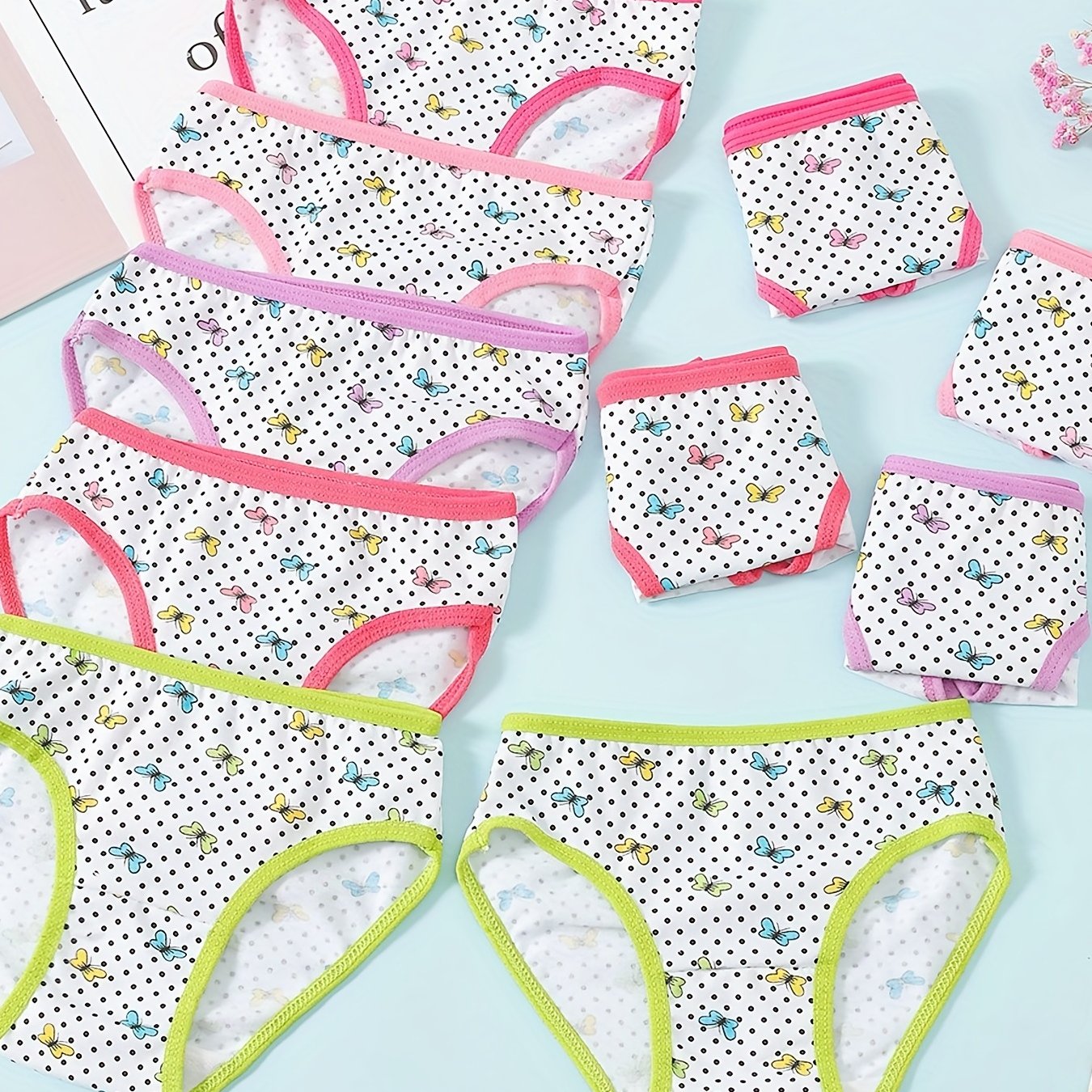 10pcs Butterfly Girls Briefs Kids Elastic Soft Panties