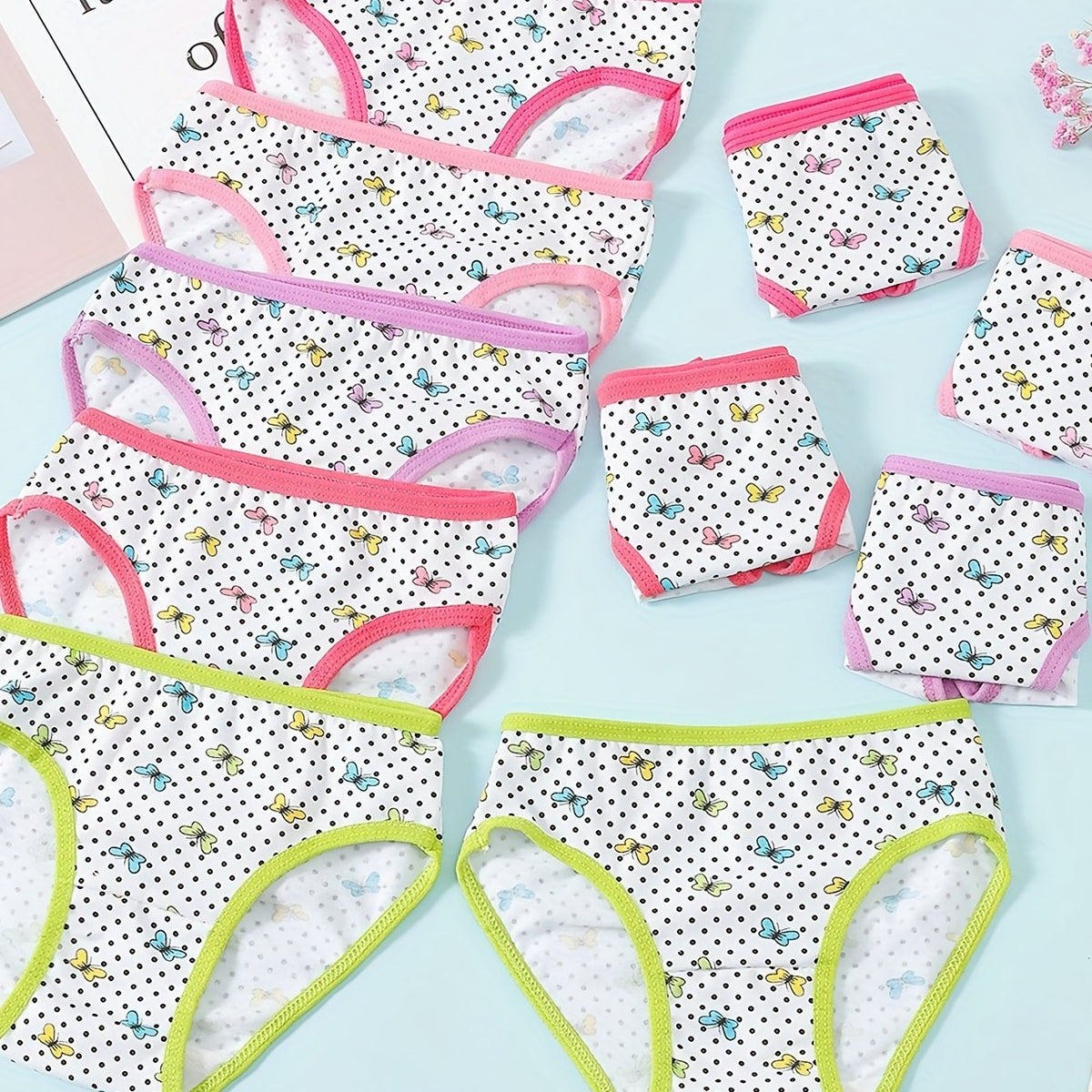 10pcs Butterfly Girls Briefs Kids Elastic Soft Panties