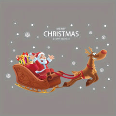 Christmas Window Stickers Santa Claus Sleigh Glass Door Decorations