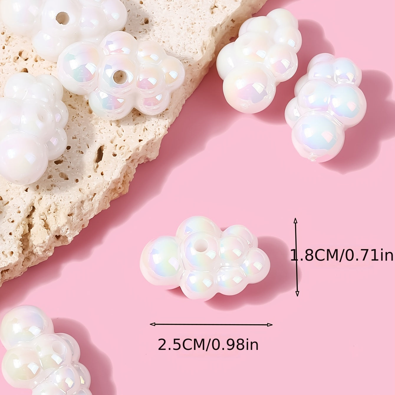 8pcs Beaded Cloud Straight Hole DIY Loose Beads Accessories