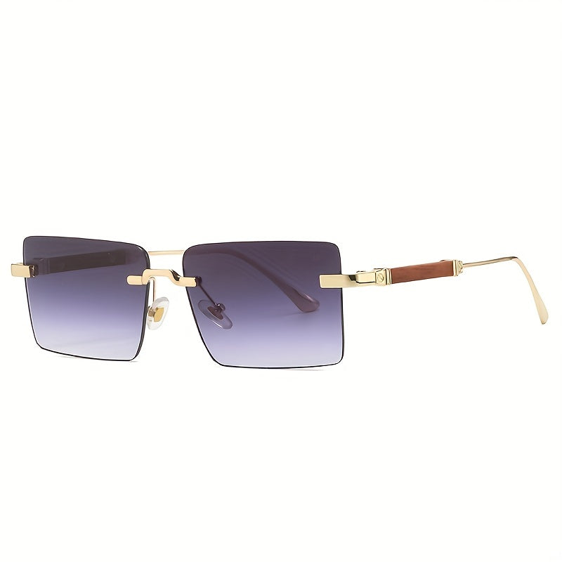 Rectangle Rimless Sunglasses Retro Gradient UV400 Sun Shades