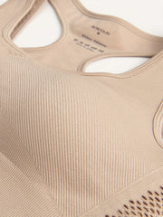 Solid Cut Out Sports Bra High Impact Workout Bra