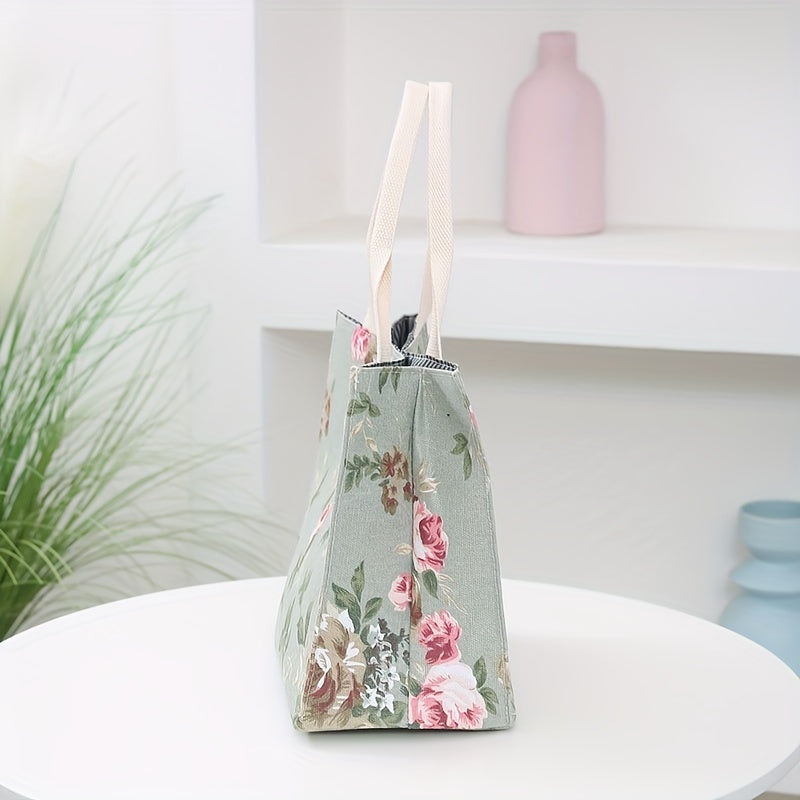 Flower Printed Canvas Tote Bag Lightweight Satchel Bag