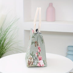 Flower Printed Canvas Tote Bag Lightweight Satchel Bag