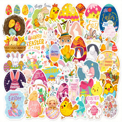 50pcs Easter Cartoon Stickers Mix & Match Bunny Eggs Doodle DIY Decoration