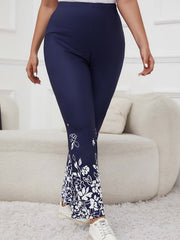  Floral Print Elastic Trousers