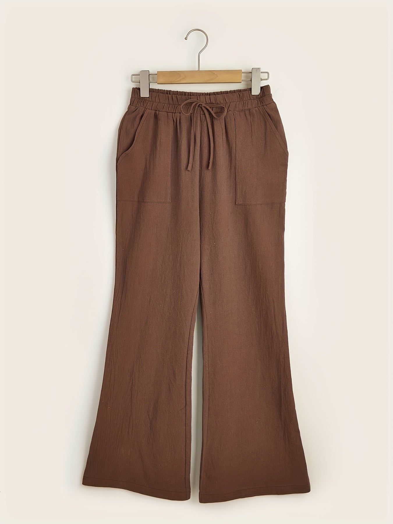 Drawstring Lace up Loose Pants Casual Solid Wide Leg