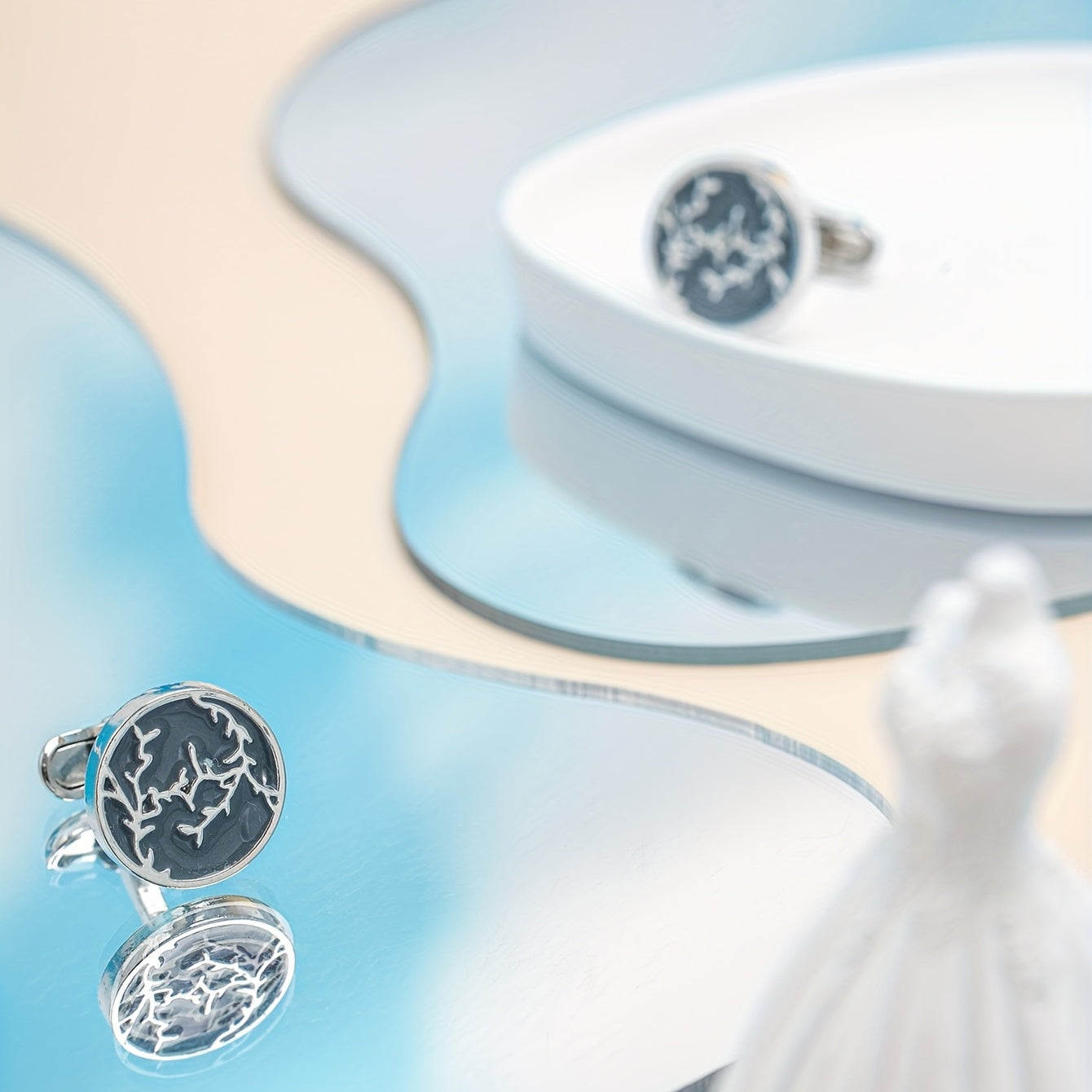 Business French Shirt Cufflinks Stainless Steel Round Sleeve Studs