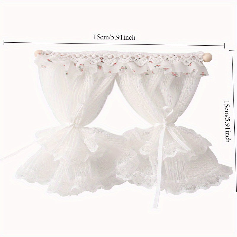 Charming 1:12 Dollhouse Curtains Floral Lace Detailing Ideal Home Decor Gift
