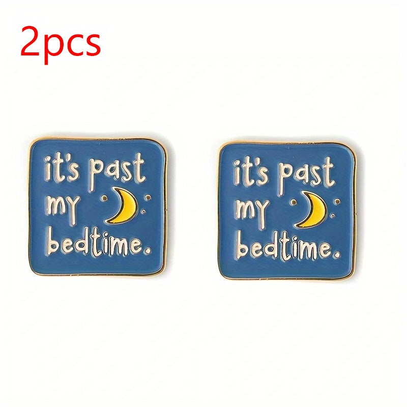 2pcs Past My Bedtime Enamel Pin Sleep Pin Not Awake Pin Bedtime Pin Moon Tired