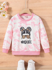 Toddler Girls Portrait Print Crew Neck Sweatshirt