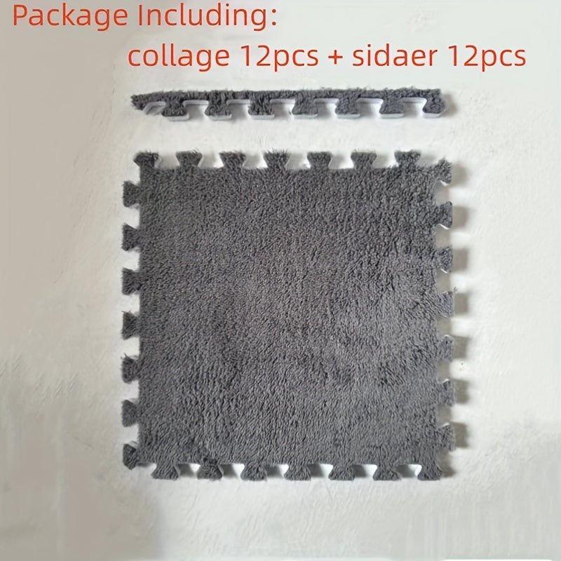 12pcs Interlocking Foam Floor Mats Baby Play Mat Exercise Mat 30x30 Black