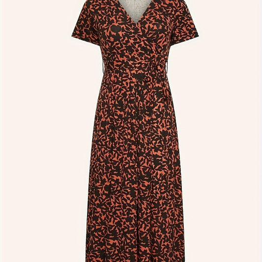  Allover Print Short Sleeve Dress