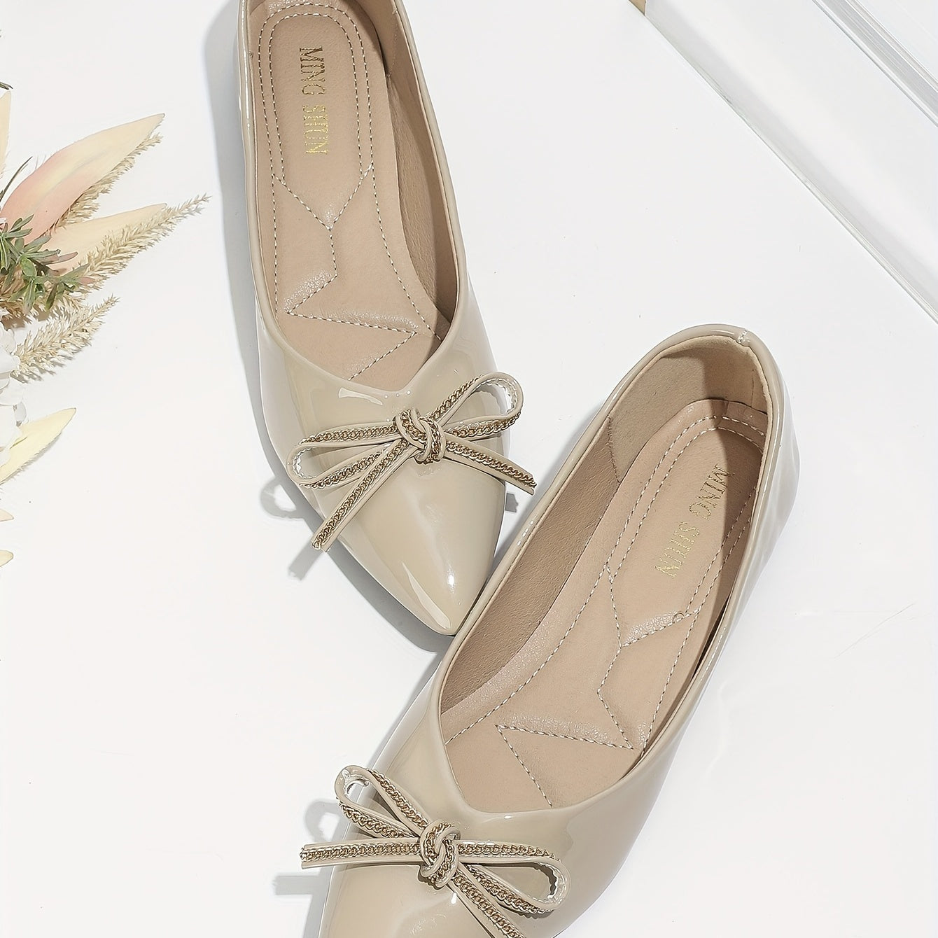 Women's Bowkbot Flat Shoes Pointed Toe Soft Sole Versatile Dress Work Flats