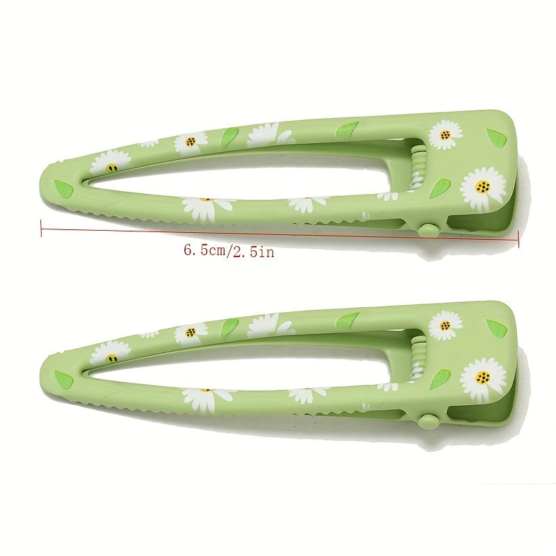 10pcs Floral Print Hair Clip Minimalist Duckbill Hair Pin Headwear