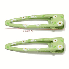 10pcs Floral Print Hair Clip Minimalist Duckbill Hair Pin Headwear
