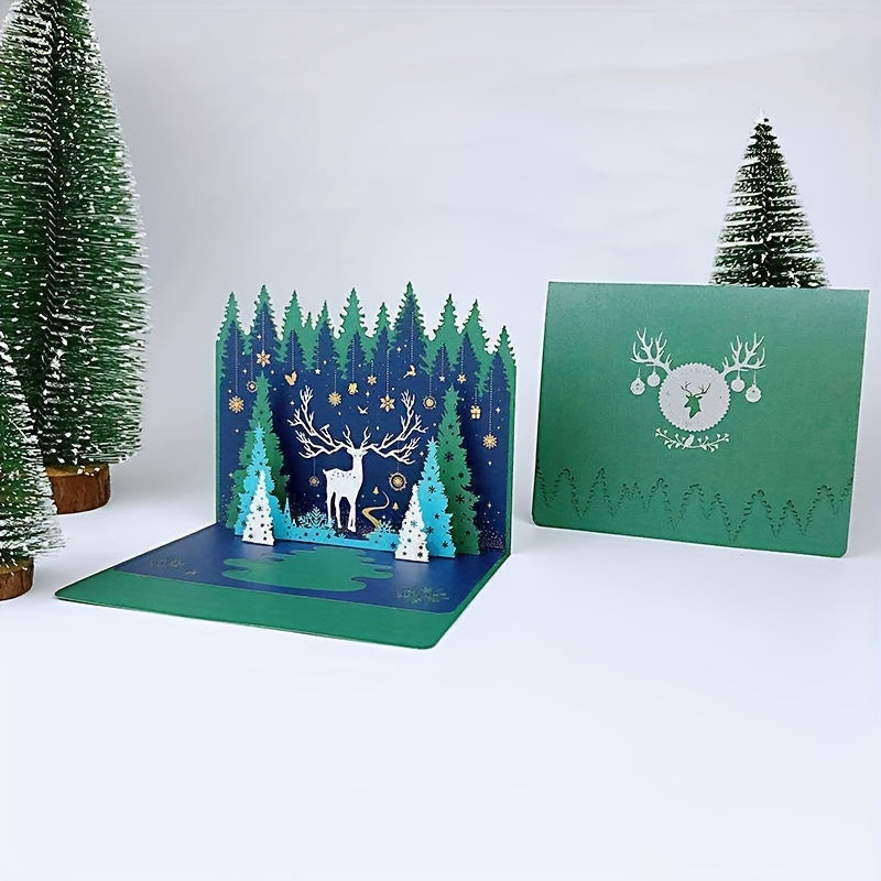 3D Christmas Card Sparkling Tree Blessing Message