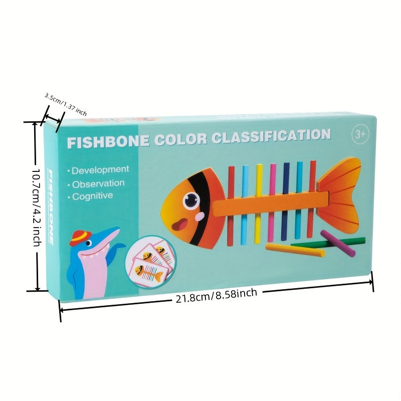 Wooden Fishbone Sorting Game Toy for Kids - Educational Puzzle