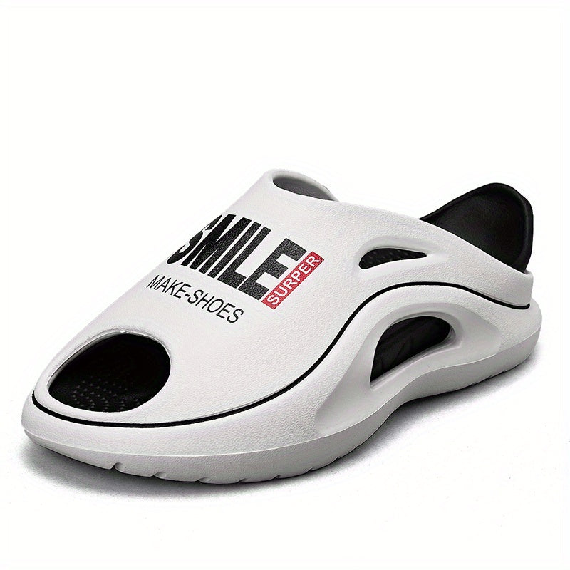 Men's Letter Print Non Slip Platform Slides