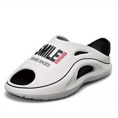 Men's Letter Print Non Slip Platform Slides