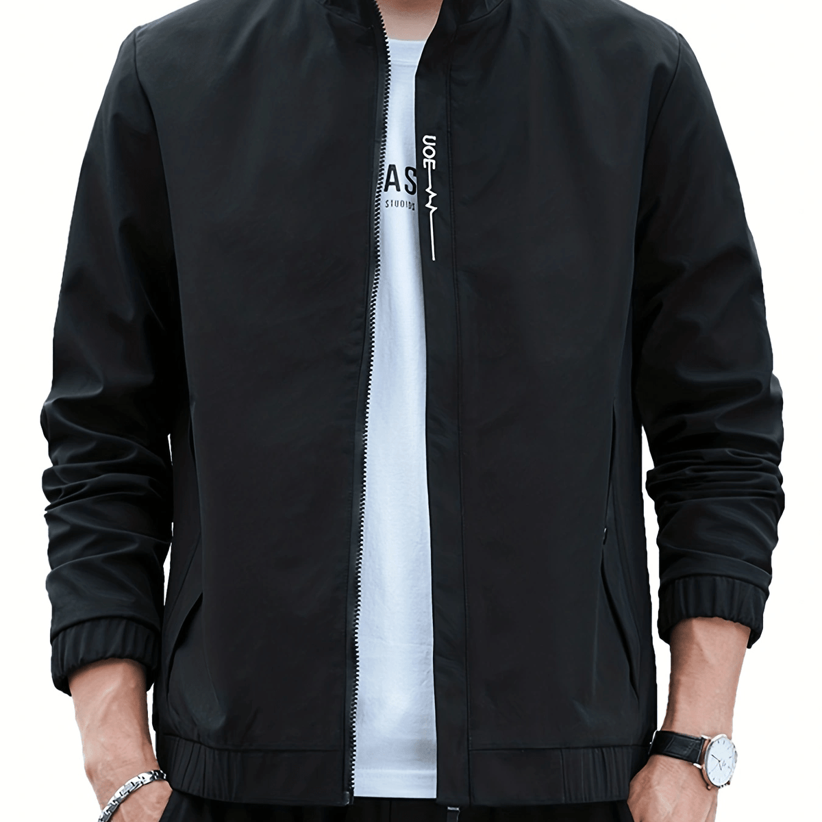 Men's Lightweight Stand Collar Windbreaker Jacket