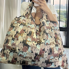 Cartoon Print Tote Shoulder Bag Lightweight Shopping Bag
