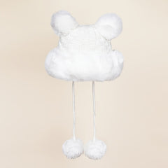 Women's Winter Plush Hat with Bear Ears and Fur Ball