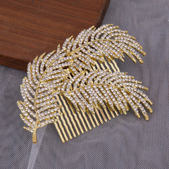 Bridal Hair Comb Rhinestone Leaf Headdress Wedding Hair Pin