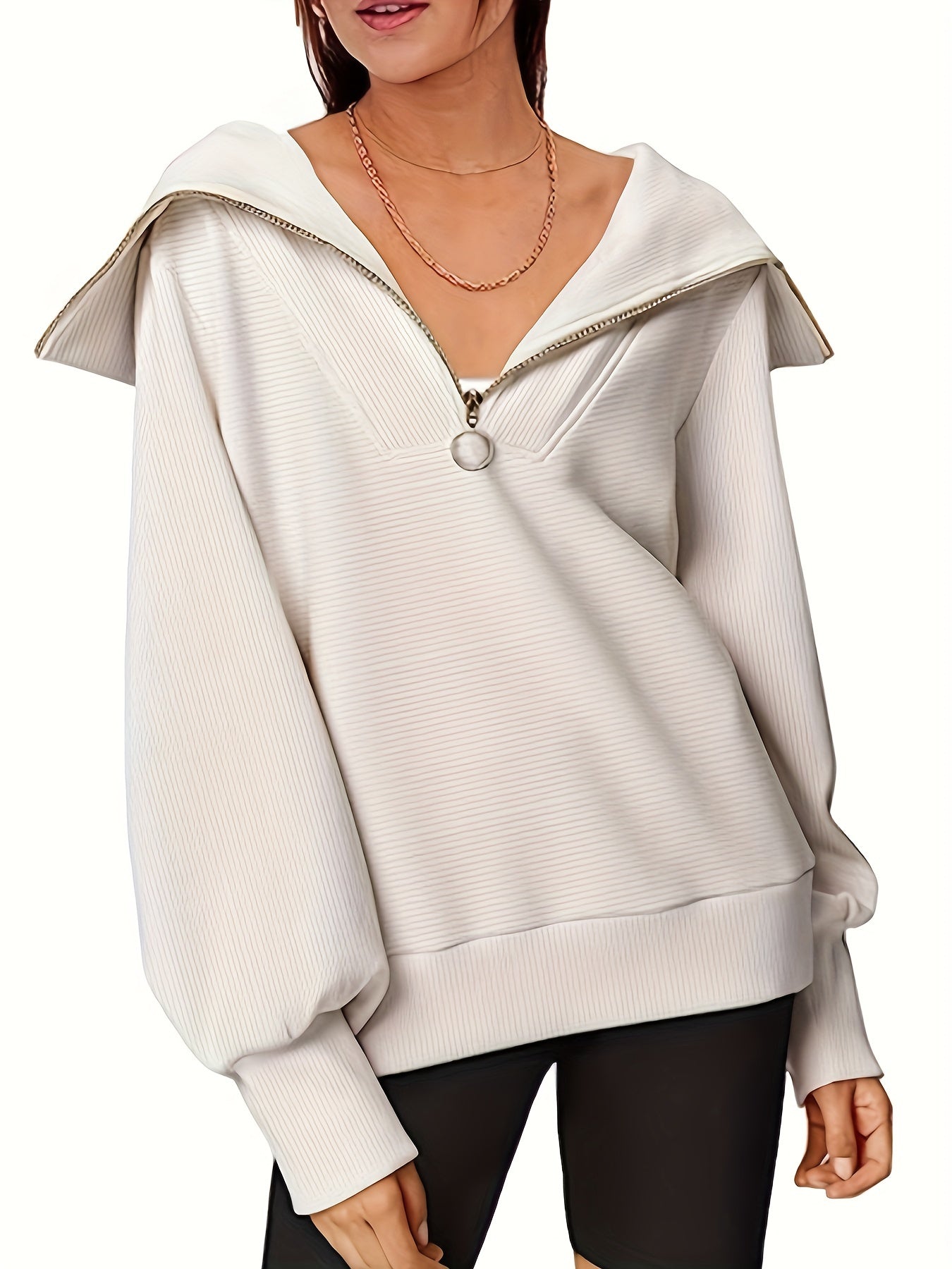 Casual Quarter Zip Pullover Sweatshirt for Women