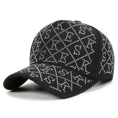 Rhinestone Letter Baseball Cap Adjustable Dad Hat Hip Hop Sun Hat