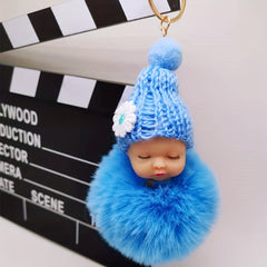 Cute Wool Hat Doll Plush Key Chain Car Pendant