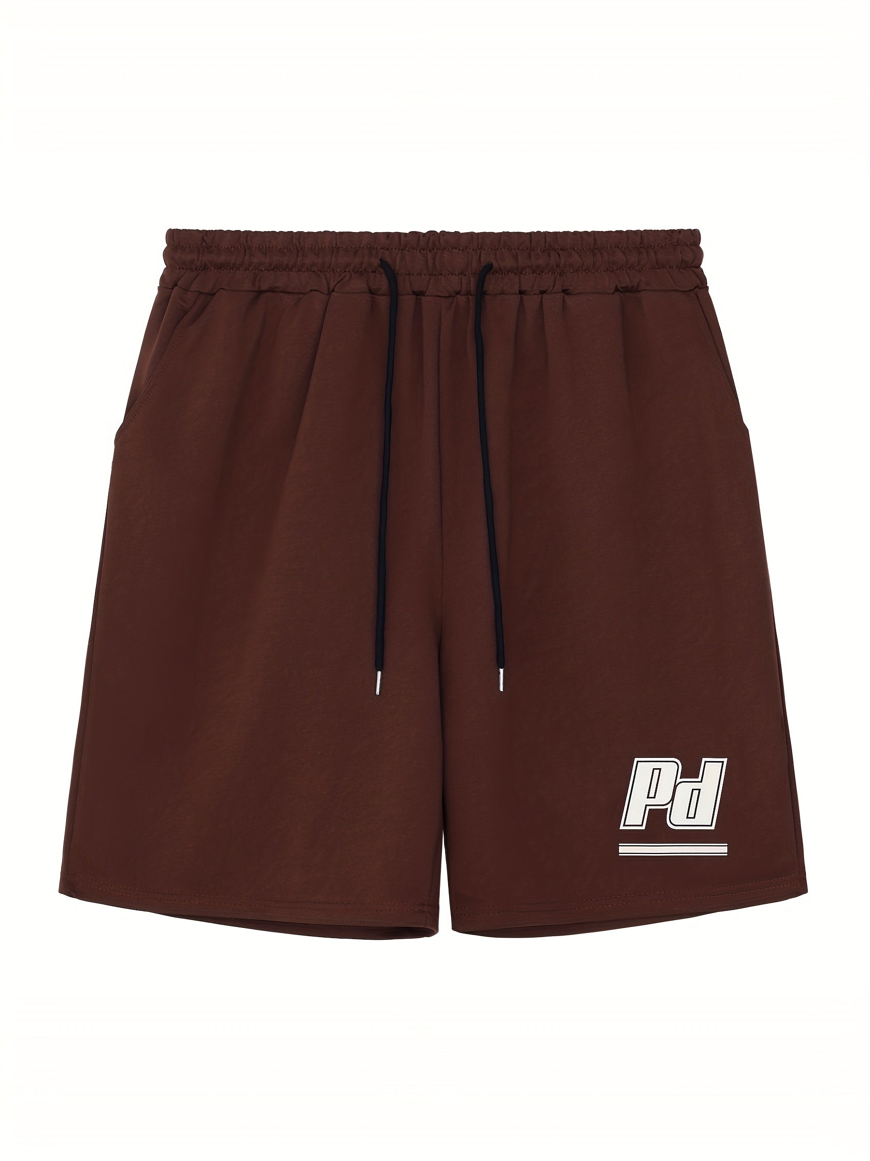 Men's Letter Print Drawstring Shorts Active Stretch Breathable Moisture Wicking