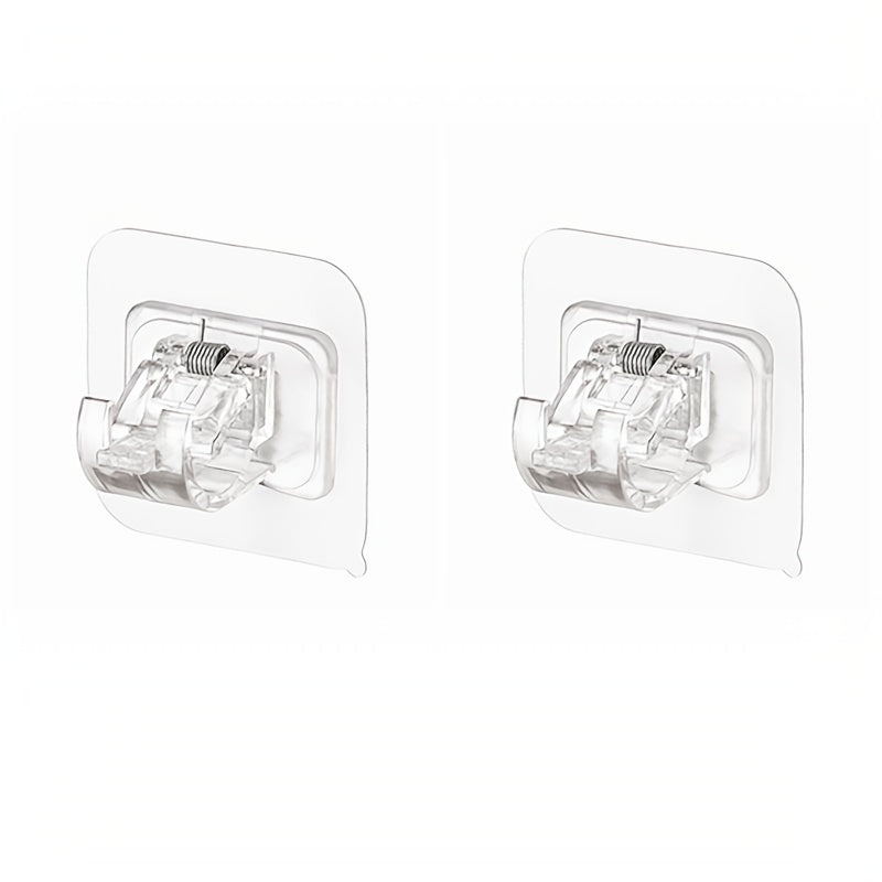 2pcs Adhesive Hanging Pole Holder No Drilling Curtain Rod Holder