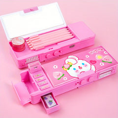 Girl Password Lock Pencil Box Double Layer Pencil Bag