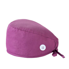 Solid Cotton Work Hat Adjustable Nurse Hat With Buttons