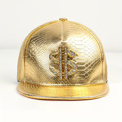 Dollar Label Snapback Hat Golden Crocodile Baseball Cap