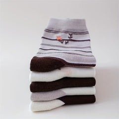 5 Pairs Floral Print Socks Mid Tube Women's Stockings
