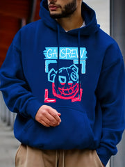 Evil Bear Print Hoodie Men's Graphic Pullover Hooded Sweatshirt