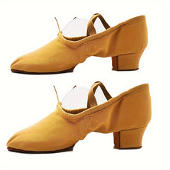 Women's Soft Sole Breathable Ballet Dance Shoes Low Heel Slip on Athletic Shoes