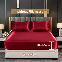 Soft Silky Satin Fitted Sheet for Bedroom, No Pillowcase