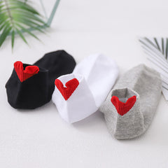 3 Pairs Heart Socks Ankle Socks Womens Socks Women Red Love Heart