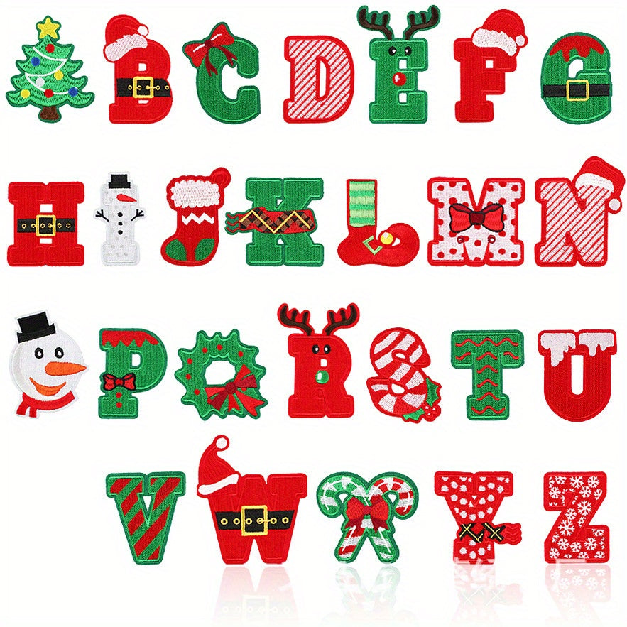 26pcs Christmas Letter Iron On Patches For Men