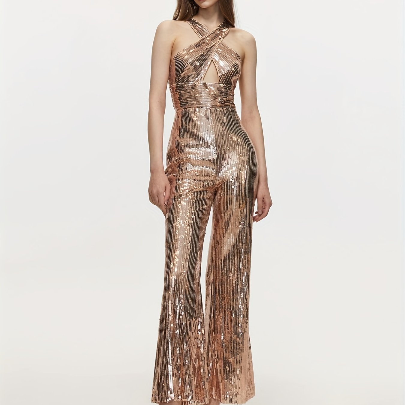 Sparkling Criss Cross Jumpsuit Wide Leg