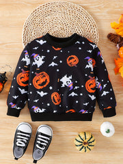 Baby Girls Halloween Top Pumpkin Graphic Sweatshirt