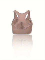 Cut Out Zipper Sports Bra Breathable Push Up Shockproof Women's Underwear